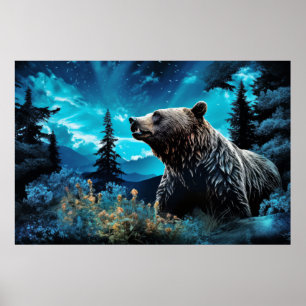 Grizzles Bären Tierwelt Wildnis Farbe Poster