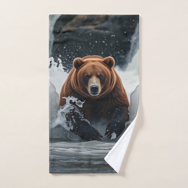 Grizzles Bärenfischen bei Wasserfällen Badhandtuch Set (Handtuch)