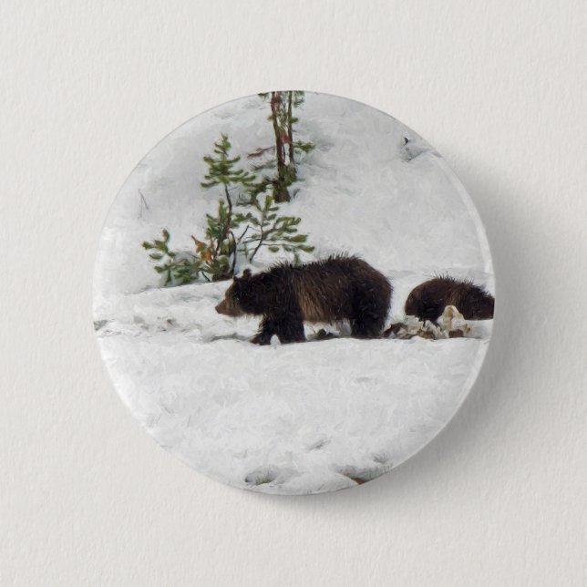 Grizzles im Schnee Button (Vorderseite)