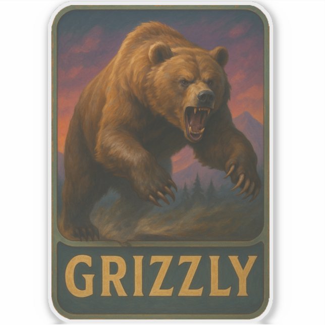 Grizzly Aufkleber (Vorderseite)
