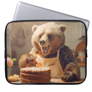 Grizzly Bär Animal Fun Cooking Cake Happy Time Laptopschutzhülle