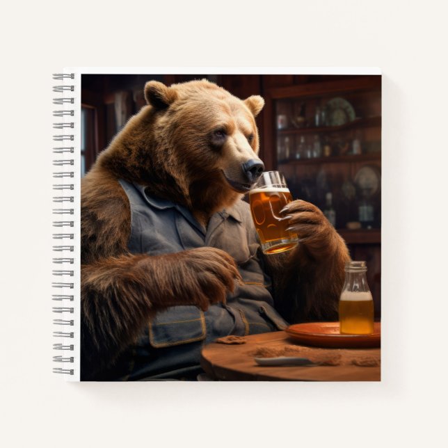 Grizzly Bär Animal Fun Drink Happy Relax Time Notizbuch (Vorderseite)