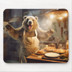 Grizzly Bär Animal Fun Kochen Küche glücklich Mousepad