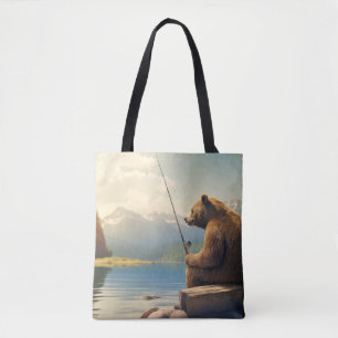 Grizzly Bär Animal Fun Lake Fishing Happy Time Tasche