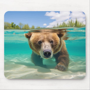 Grizzly Bär Animal Fun Natlaying Mousepad