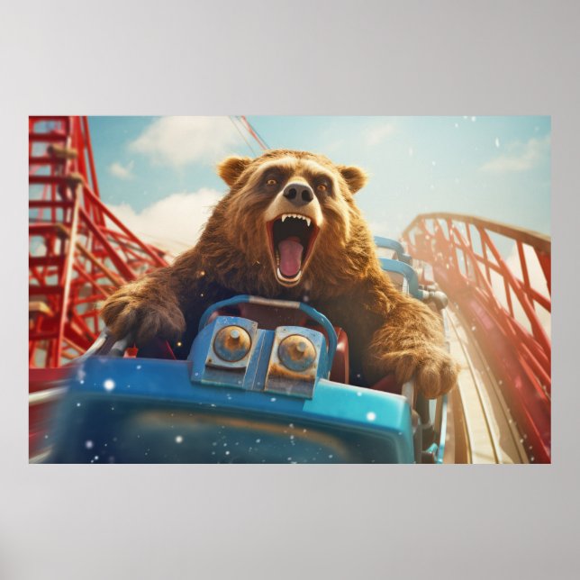 Grizzly Bär Animal Fun Roller Untersetzer Happy Ti Poster (Vorne)