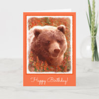 Grizzly Bär Cub in Fireweed Painting Wildlife Art