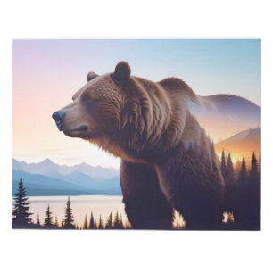 Grizzly Bär Double Exposure Tierart im Freien Notizblock