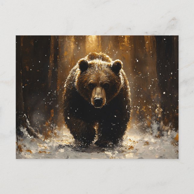 Grizzly Bär in der Waldmalerei Postkarte (Vorderseite)