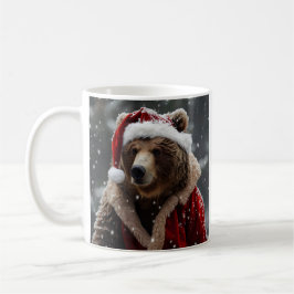 Grizzly Bär in einem Santa Claus-Outfit gekleidet Kaffeetasse