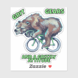 Grizzly Bär Reiten mit dem Fahrrad Aufkleber