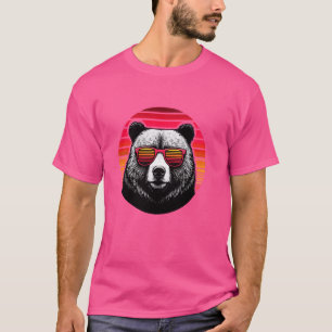 Grizzly-Bär Retro Vintage Sonnenuntergang Tier Son T-Shirt