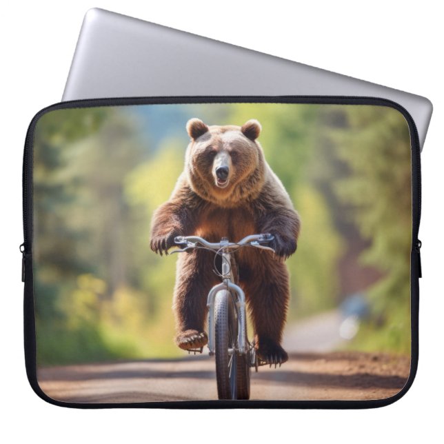 Grizzly Bär Tierfreund Radsport Rad Happy Relax Laptopschutzhülle (Vorderseite)