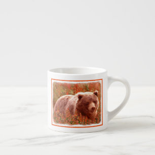 Grizzly Bären Cub in Fireweed Painting Wildlife Ar Espressotasse