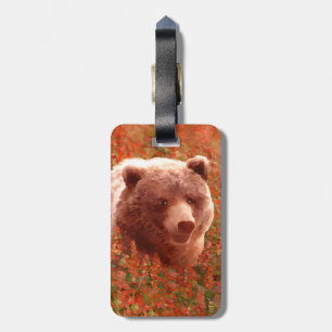 Grizzly Bären Cub in Fireweed Painting Wildlife Ar Gepäckanhänger