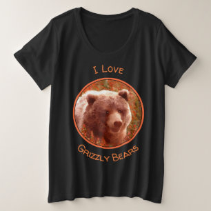 Grizzly Bären Cub in Fireweed Painting Wildlife Ar Große Größe T-Shirt