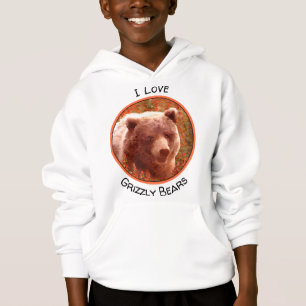 Grizzly Bären Cub in Fireweed Painting Wildlife Ar Hoodie