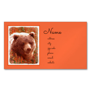 Grizzly Bären Cub in Fireweed Painting Wildlife Ar Magnetische Visitenkarte