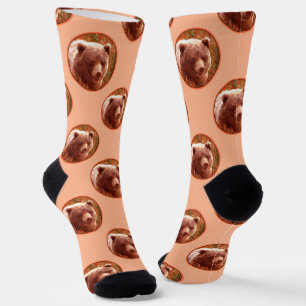 Grizzly Bären Cub in Fireweed Painting Wildlife Ar Socken