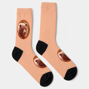 Grizzly Bären Cub in Fireweed Painting Wildlife Ar Socken
