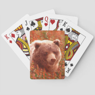 Grizzly Bären Cub in Fireweed Painting Wildlife Ar Spielkarten