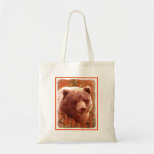 Grizzly Bären Cub in Fireweed Painting Wildlife Ar Tragetasche