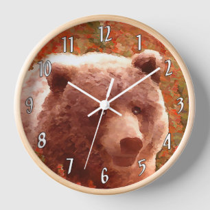 Grizzly Bären Cub in Fireweed Painting Wildlife Ar Uhr