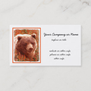 Grizzly Bären Cub in Fireweed Painting Wildlife Ar Visitenkarte