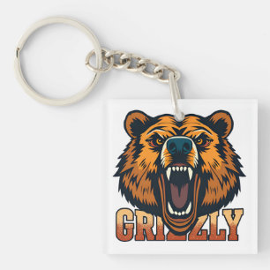 Grizzly Bären Head Betonung Power Schlüsselanhänger
