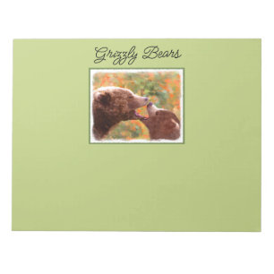 Grizzly Bären Mama und Cub Painting Art Notizblock