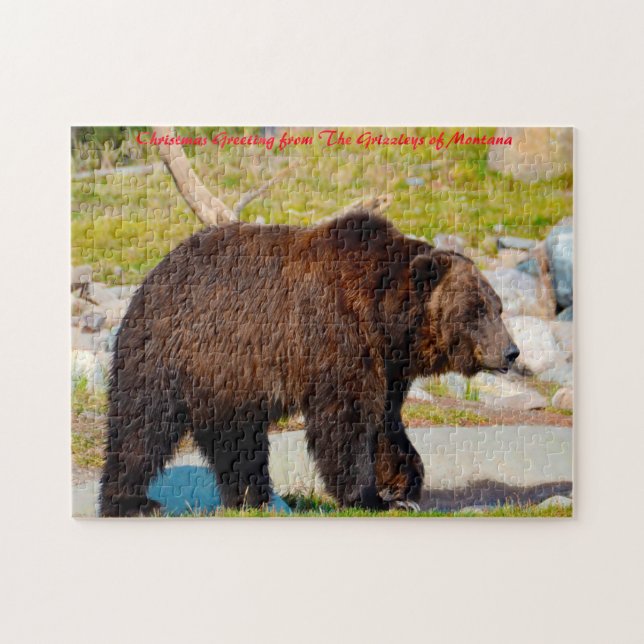 Grizzly Bären Montana. Weihnachtsgrüßen (Horizontal)