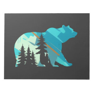 Grizzly Bären Wildlife Nature Silhouette Style Notizblock