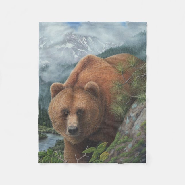 Grizzly-Bärn-Fleece-Decke Fleecedecke (Vorderseite)