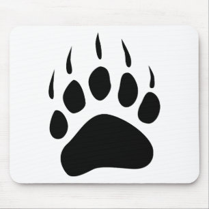Grizzly-Bärn-Tatzen-Schwarz-Silhouette Mousepad