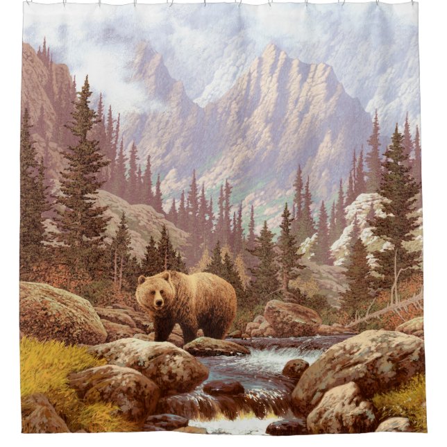 Grizzly Bear in the Rocky Mountains / AF-006bear,g Duschvorhang (Vorderseite)