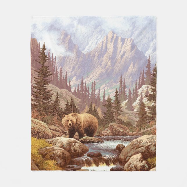 Grizzly Bear in the Rocky Mountains / AF-006bear,g Fleecedecke (Vorderseite)