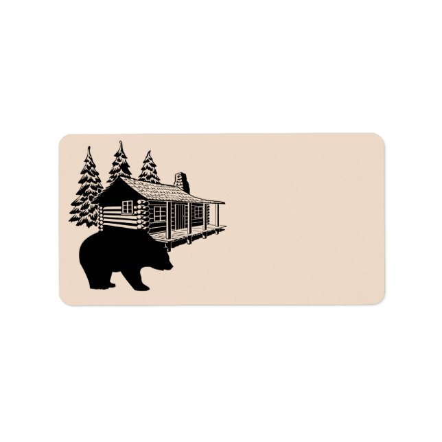 GRIZZLY BEAR LOG CABIN RÜCKSENDEADRESSEN-AUFKLEBER ADRESSAUFKLEBER (Vorne)