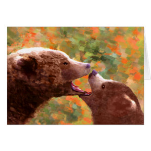 Grizzly Bear Mama and Cub Painting - Wildlife Art