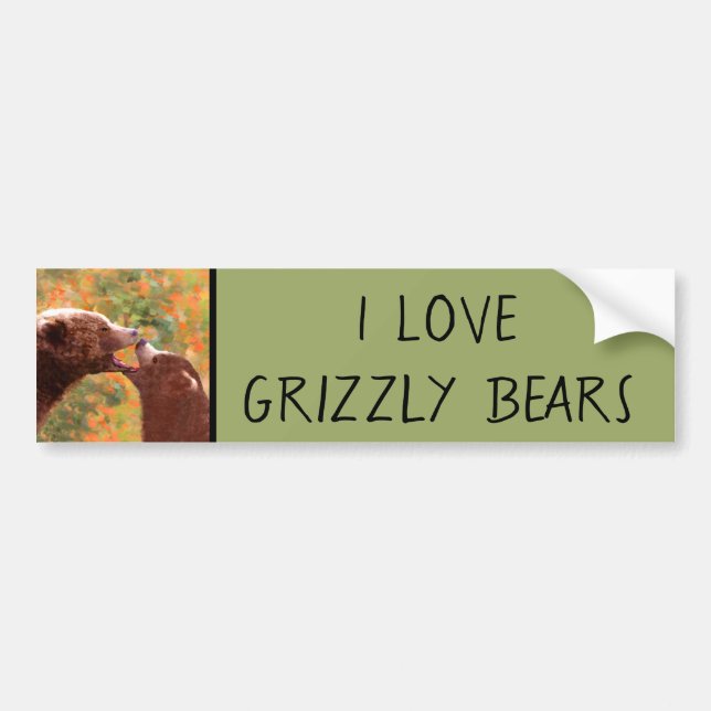 Grizzly Bear Mama and Cub Painting - Wildlife Art Autoaufkleber (Vorne)
