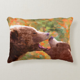 Grizzly Bear Mama and Cub Painting - Wildlife Art Dekokissen