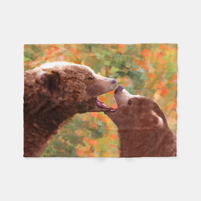 Grizzly Bear Mama and Cub Painting - Wildlife Art Fleecedecke (Vorderseite (Horizontal))