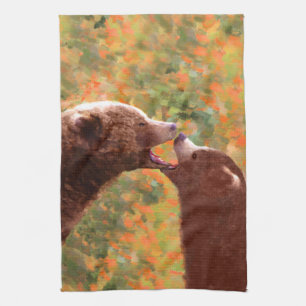 Grizzly Bear Mama and Cub Painting - Wildlife Art Geschirrtuch