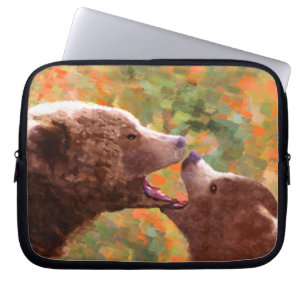 Grizzly Bear Mama and Cub Painting - Wildlife Art Laptopschutzhülle