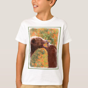Grizzly Bear Mama and Cub Painting - Wildlife Art T-Shirt