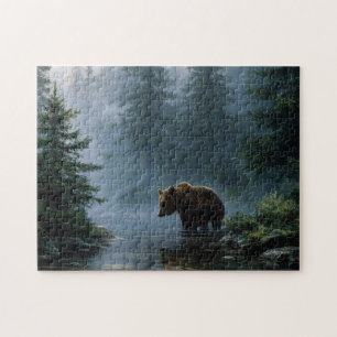 Grizzly Bear Misty Forest
