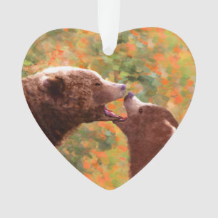 Grizzly Bear Mom and Cub Painting - Wildlife Art
