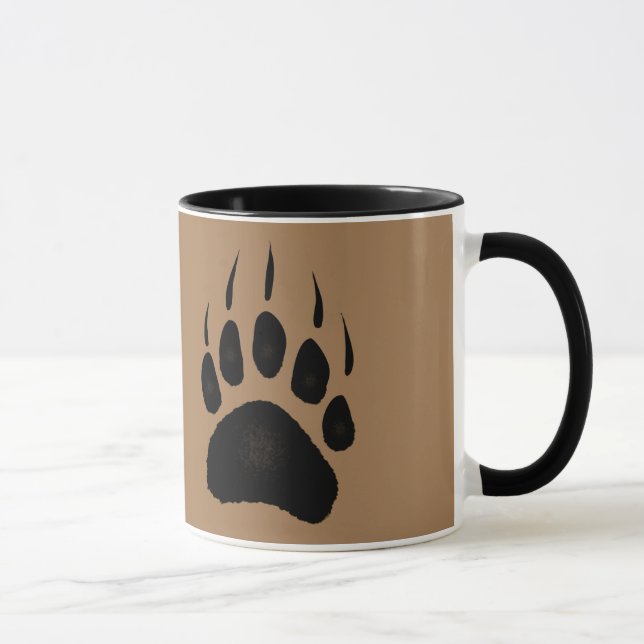 Grizzly Bear Paw druckt Wildlife Design Tasse (Rechts)