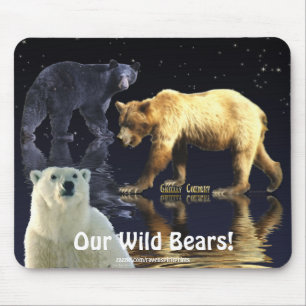 GRIZZLY BEAR, SCHWARZER BAR & POLAR BEAR MOUSEPAD