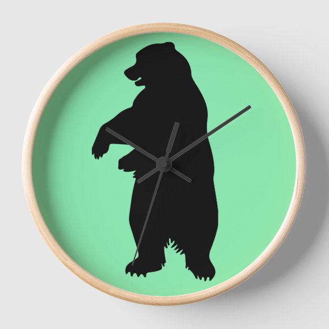 GRIZZLY BEAR STEHEND BEAR RUSTISCHE Wall Clock Uhr (Vorderseite)