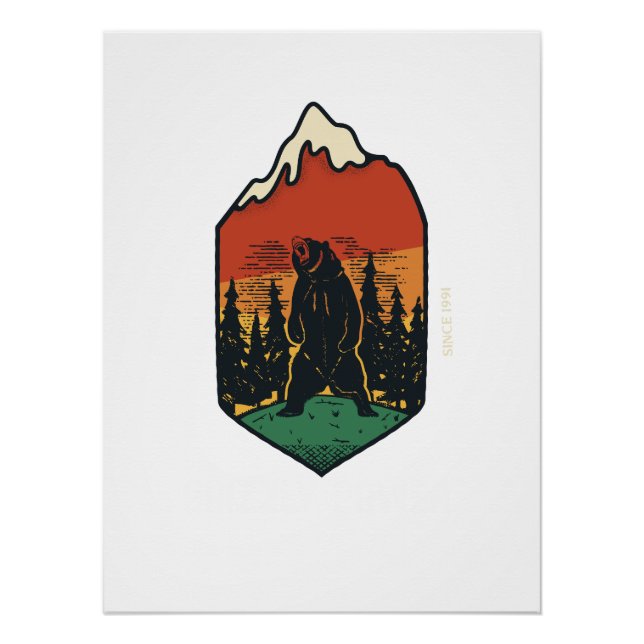 Grizzly Bear Wall Art | Rustic Wilderness Decor Poster (Vorderseite)